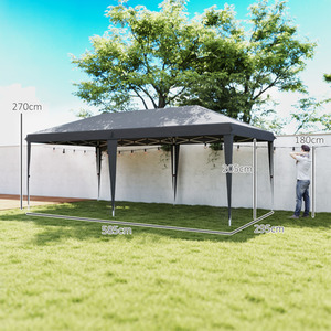 Outsunny Garden Large Gazebo Pop Up Gazebo - Grey by Outsunny
