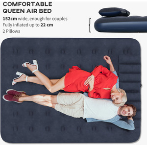 Outsunny Inflatable Queen Air Bed with Hand Pump - Blue by Outsunny