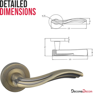 Solace Antique Brass Door Lever Handles On Rose - Pair of Handles - Antique Brass by DecorAndDecor