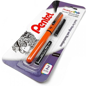Pentel Pocket Brush Pen - With 2 Ink Cartridge Refills by Pentel