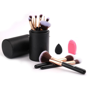 12 pcs Makeup Brush Set with Travel Case - Rose Gold by Livingandhome