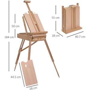 HOMCOM Foldable Wooden Art Easel - Natural wood by HOMCOM