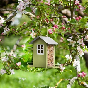 Beach Hut Bird Seed Feeder - Green by Garden Mile