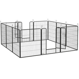 12 Panels Heavy Duty Play Pen, for Small and Medium Pets - Grey / 100cm by PawHut