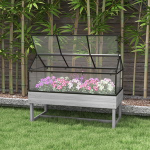 Outsunny Raised Garden Bed with Cold Frame Greenhouse Polycarbonate Panel by Outsunny