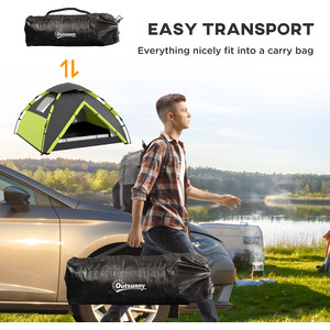 Outsunny 3-4 Man Camping Tent, Quick Setup Family Tent by Outsunny