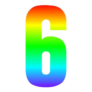 Rainbow Self Adhesive Number Sticker - 6