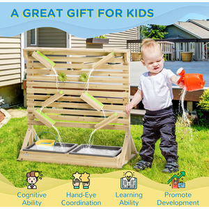 Outsunny Kids Running Water Outdoor Playset with Sink Toys, Water Carts - Brown by Outsunny