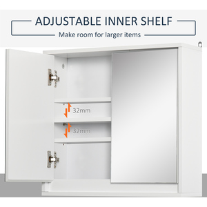 HOMCOM Wall Mount Mirror Cabinet Storage Bathroom Cupboard - White by HOMCOM