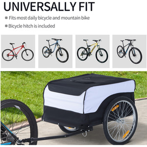 HOMCOM Folding Bicycle Trailer - Black, white by HOMCOM