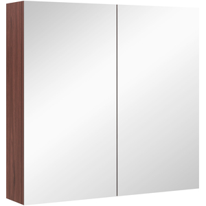 HOMCOM Double Door Bathroom Mirrored Cabinet - Light Walnut by HOMCOM