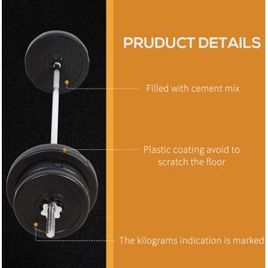 HOMCOM 65kg Adjustable Barbell Weights Set for Home Gym - Black by HOMCOM