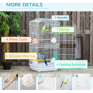 PawHut large Bird Cage With Stand - White by PawHut
