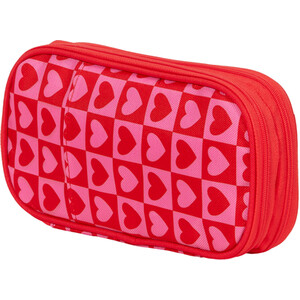 Cherry Hearts Compartment Pencil Case - Pink