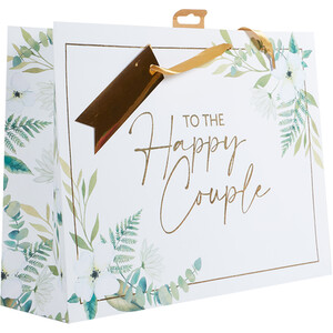Happy Couple Wedding Shopper Gift Bag - White