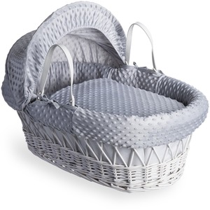 Dimple White Wicker Moses Basket - Grey by Clair de Lune