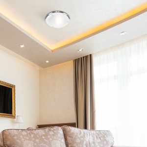 IP44 Round Flush Ceiling Light with Shade and Cool Bulb - Silver by ValueLights