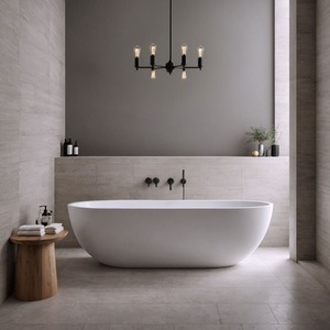 Girona Compact Freestanding Matt Stone Bath - White / 1800mm by Fino Stone