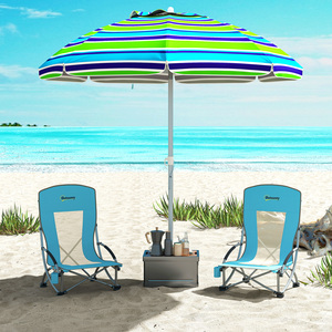 Outsunny Set of 2 Folding Beach Chair with Carry Bag - Blue by Outsunny