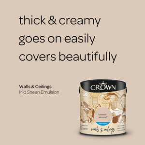 Crown Walls and Ceilings Mid Sheen Emulsion - Toasted Almond / 2.5l by Crown Paints
