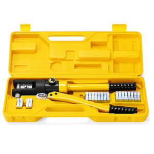 16 Tons 11 Dies Hydraulic Wire Terminal Crimper Tool - Yelllow by Costway