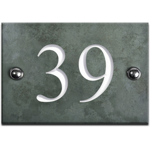 Green Slate House Number 39 - Smoky Green by The House Nameplate Company