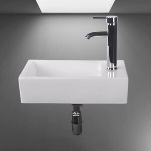 BELOFAY Ceramic Cloakroom Wash Basin Sink Modern Design Wall-Mounted Basin - White / 41cm by BELOFAY