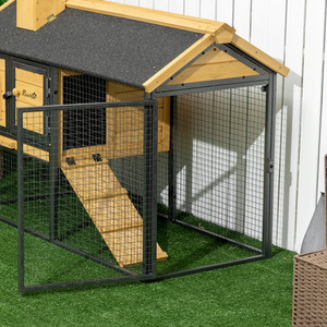 PawHut Small Animal Hutch Cage with Run, Removable Tray - Black by PawHut