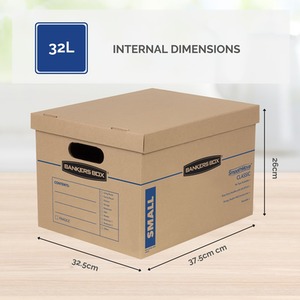 BANKERS BOX 10 Cardboard Moving Boxes Heavy Duty Double Wall Classic Moving Box - Light Brown / 32 Litres by BANKERS BOX