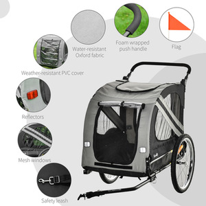 PawHut Bike Trailer 2-in-1 Pet Stroller - Grey by PawHut