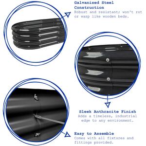 Rounded Galvanised Steel Raised Garden Bed - 120cm x 60cm - 2pc - Black by Harbour Housewares