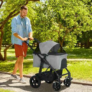 PawHut Pet Dog Stroller Detachable 2-In-1 Design - Grey by PawHut