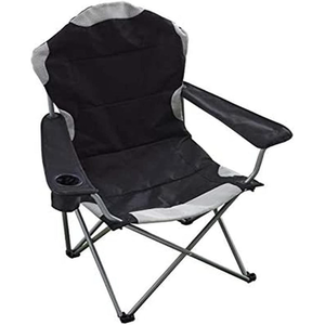 Folding Camp Chair Padded High Back - Black / 2 by HyFive