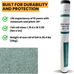 Standard Grade Shed Roofing Felt (5m x 1m) - Green by NOVECRAFTO