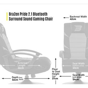 BraZen Pride 2.1 Bluetooth Surround Sound Gaming Chair - Red by BraZen