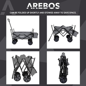 Foldable Cart With Roof - Grey by Arebos