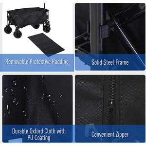 Outsunny Outdoor Pull Cart Folding Cargo Wagon - Black by Outsunny