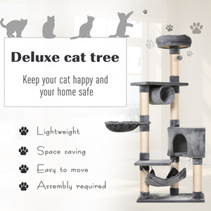 Pawhut Cat Tree Tower - Grey by Pawhut