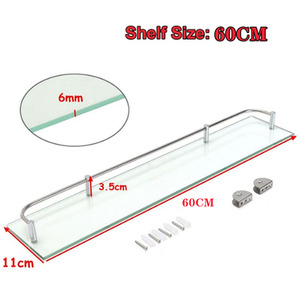 Bathroom Shelf Tempered Glass Storage Organizer - Transparent / 60cm by Livingandhome