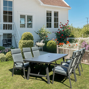 Stowbridge 7 Piece Reclining Dining Set - Grey by Malay