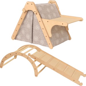 Wooden 5-in-1 Montessori Climbing Set for Toddlers - Natural by NOVECRAFTO