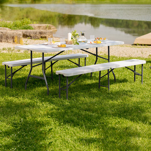 Dining Table And Bench Set - White by tectake