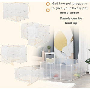 PawHut Pet Playpen DIY Small Animal Cage Plastic Fence 12 Panels - White by PawHut