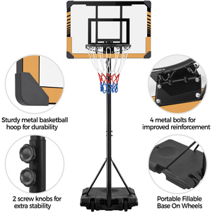 Basketball Hoop with PVC Backboard and Wheels - Brown by Yaheetech