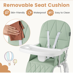 Foldable High Chair Compact Highchair - Green by Costway