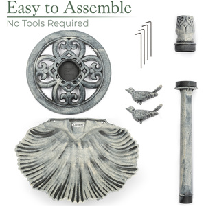 Clam Shell Pedestal Bird Bath by Christow