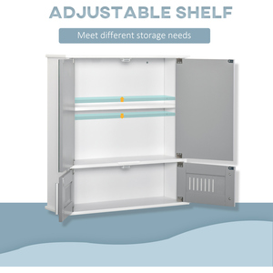 kleankin Bathroom Mirror Cabinet Wall Mount Storage Cupboard - Grey by kleankin