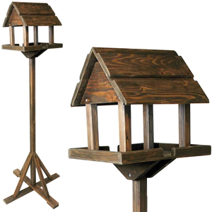 Traditional Wooden Garden Bird House Table - Brown by Garden Mile