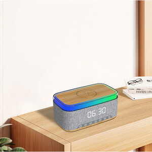 3 in 1 Alarm Clock Speaker and Charger - Grey