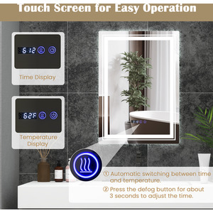 Bathroom LED Vanity Mirror - Silver by Costway